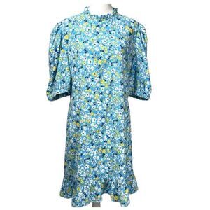 NEW LOOK Women's Fit And Flare Midi Dress in Blue Floral Size 14
